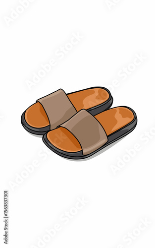 Slip-on sandals Brown leather and black sole