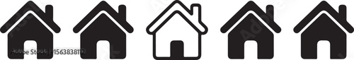 House icons set. Home icon collection. Real estate. Flat style houses symbols for apps and websites on whitr background - stock vector.