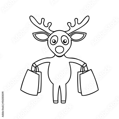 Handdrawn reindeer holding shopping bags for a sale event in November animal