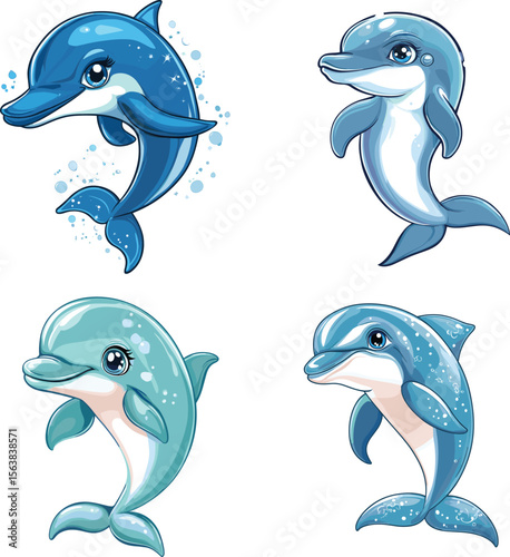 Cute Dolphin with make up vector style on white background 