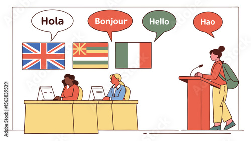 Multilingual Global Conference: Speaker and Interpreters Facilitate International Communication & Language Translation