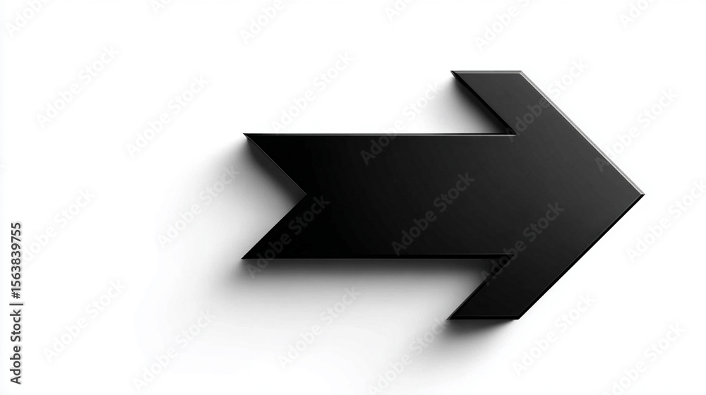 Fototapeta premium Simple black straight arrow pointing upward on a blank white background, symbolizing growth or progress. Minimalistic design with clean lines. Caption space on the side for text or graphics.