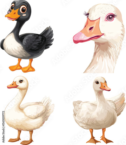 Cute Goose with make up vector style on white background