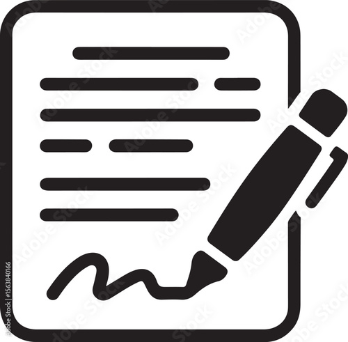 The contract icon. Agreement and signature, pact, accord, convention symbol. Flat
