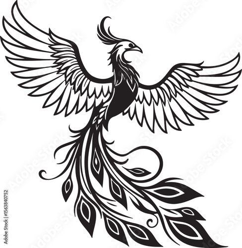 Phoenix silhouette vector icons