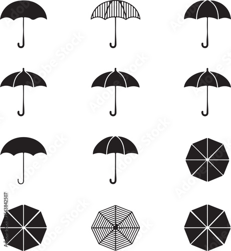 Vector black umbrella icons set
