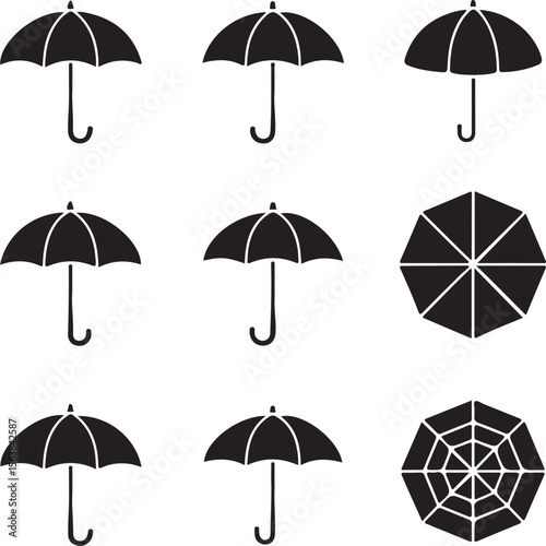 Vector black umbrella icons set