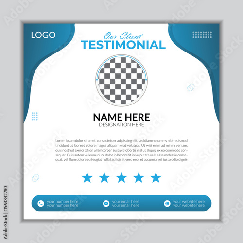 Client testimonials social media post design vactor template