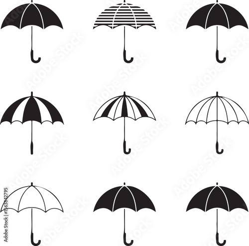 Vector black umbrella icons set