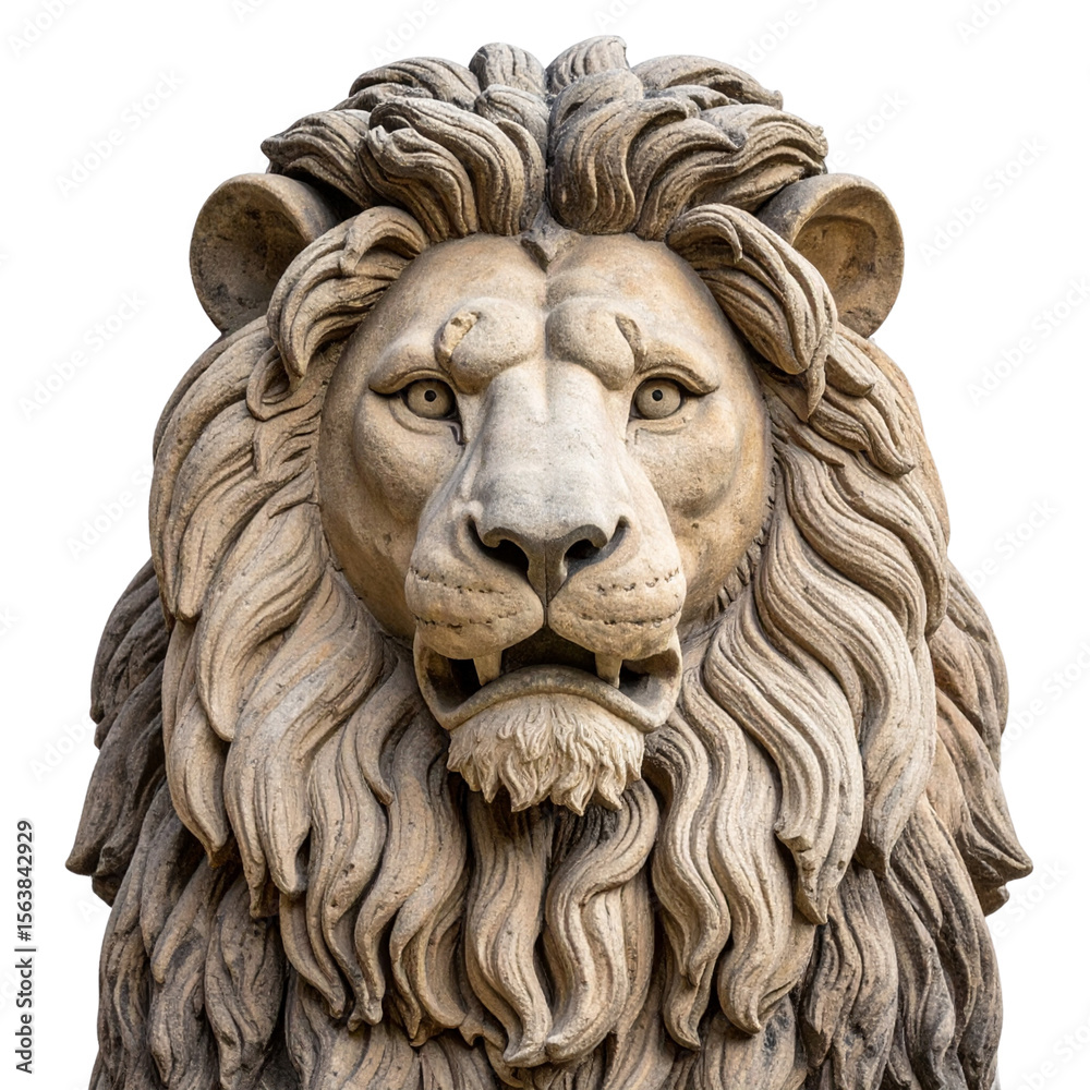 jestic Lion Sculpture Carved from Natural Stone, isolated on a transparent background jestic Lion Sculpture Carved from Natural Stone, isolated on a transparent background
