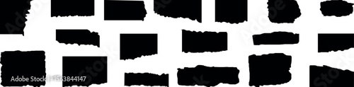 Handcrafted Look Black Torn Paper Vector Set – Vibrant Strips and Jagged Sheets for Artistic Backgrounds and Layouts

