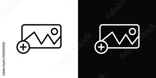 Add photos icon for website, vector design template elegant style