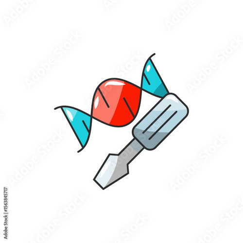 DNA Repair Icon, CRISPR Gene Editing Medical Vector.