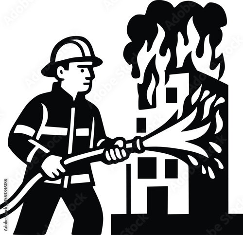 firefighter vector illustration