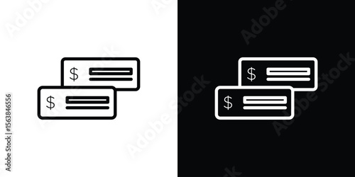 Cheque icon for website, vector design template elegant style