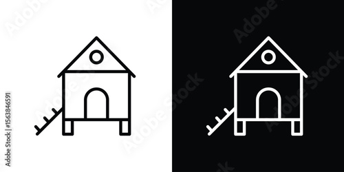 Chicken coop icon for website, vector design template elegant style