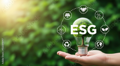 Esg environmental social governance sustainability investment responsible business green energy concept growth