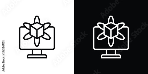 Computer simulation icon for website, vector design template elegant style