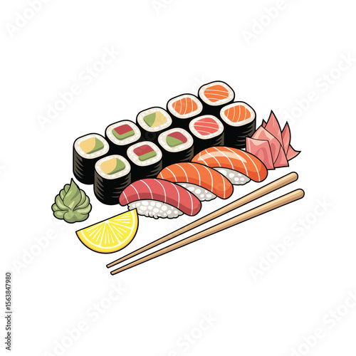 sushi and chopsticks