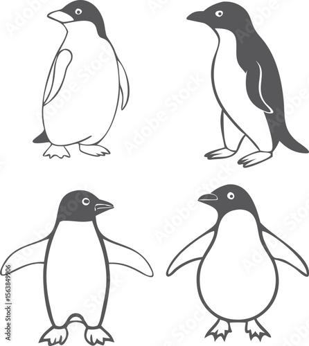four types of ad lie penguin line arts