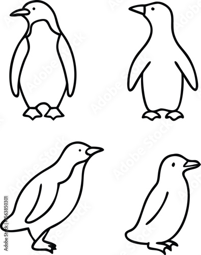 four types of ad lie penguin line arts