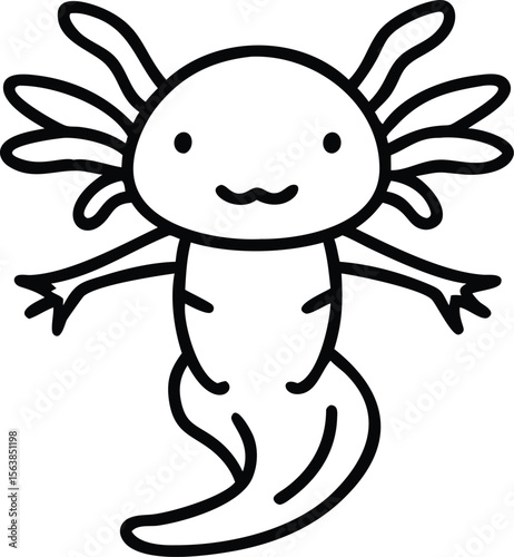 axolotl line arts with white background
