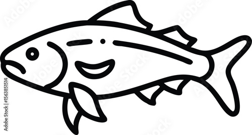 asian carp line arts with white background