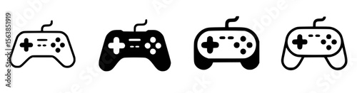 Black and white video game controllers with directional pads and buttons gaming technology