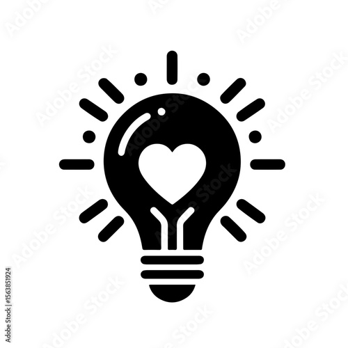  Bulb with Tiny Heart Insidelove bulb svg, heart filament icon, emotional light symbol, black white love design, bulb and heart combo, idea of love, cute bulb sketch, simple affection icon

