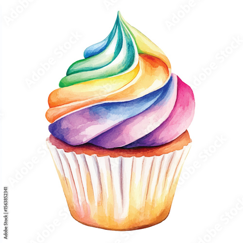 Watercolor Rainbow Swirl Cupcake Delight (1)