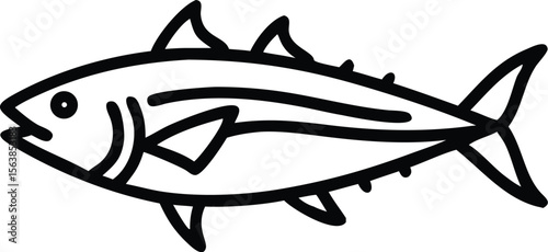 albacore tuna line arts with white background