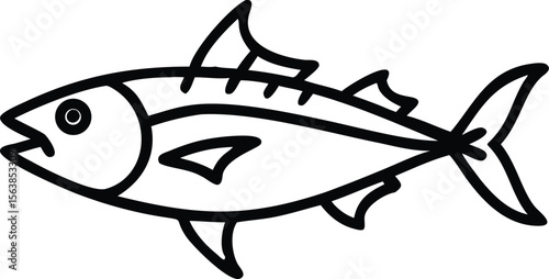 albacore tuna line arts with white background