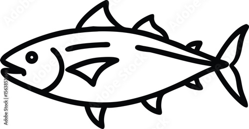 albacore tuna line arts with white background
