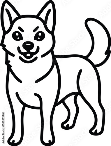 alaskan klee kai line arts with white background