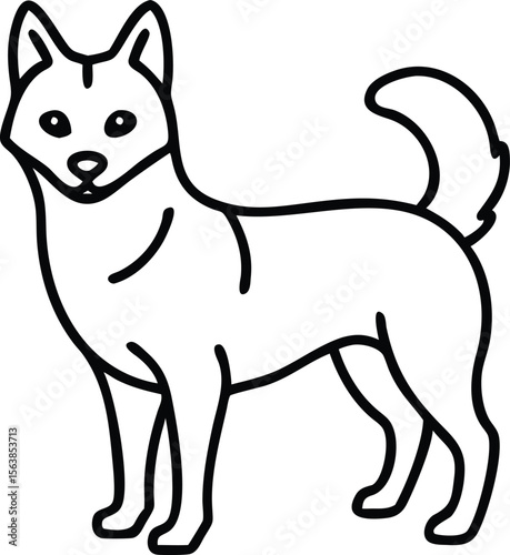 alaskan klee kai line arts with white background