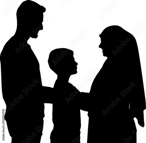 Family silhouette interaction parents child