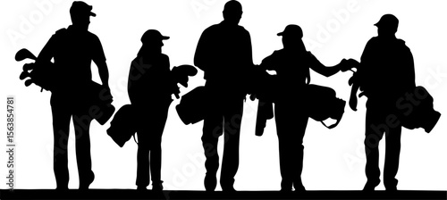 Golfers carrying bags golf bags golf clubs