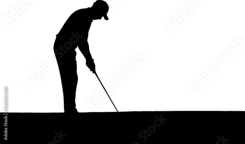 Golfer silhouette putting on green sport