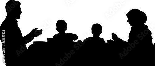 Family gathered around table sharing meal gathering