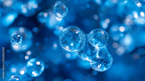 Hydrogen Gas Bubbles Symbolizing Clean Energy and Sustainability photo