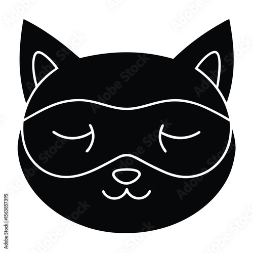 Charming Raccoon Face Design with Closed Eyes A Minimalist Illustration of a Sleepy Raccoon Head for Decor and Apparel