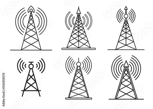 5g signal tower Vector , 5g signal tower Icon Set