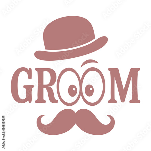 Groom with Hat, Eyes, and Moustache Graphic