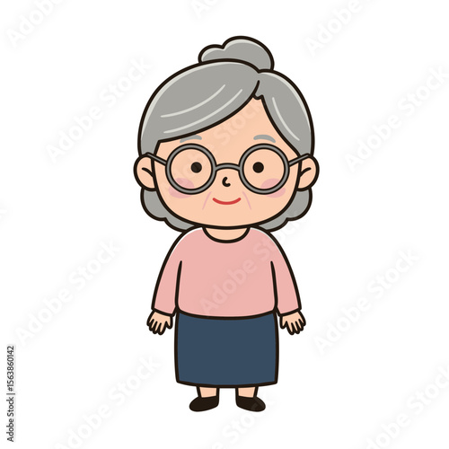 Grandmother with glasses smiling warmly. Perfect for family content, senior care marketing, or educational materials.