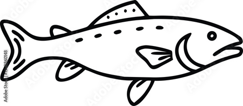  arctic char line arts with white background