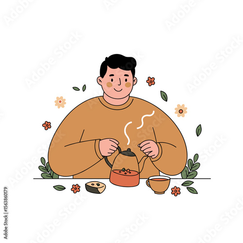 Man eating organic nuts mindfully in nature. Great for healthy lifestyle, nutrition content, or wellness marketing.