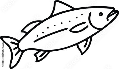  arctic char line arts with white background