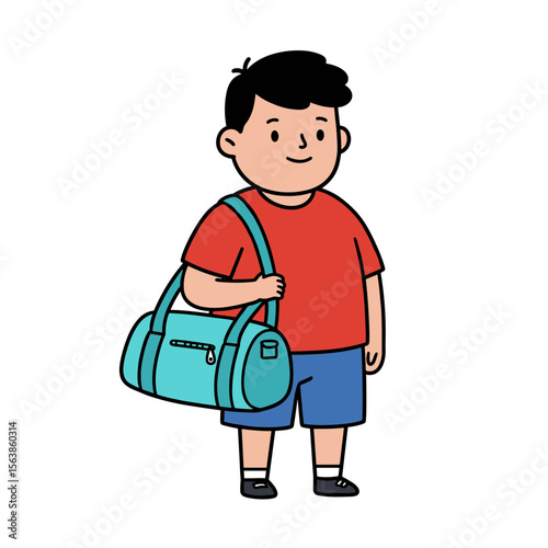 Boy carrying bag ready for school or travel. Great for back-to-school, youth travel, or daily routine content.