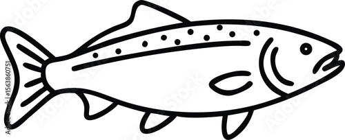  arctic char line arts with white background