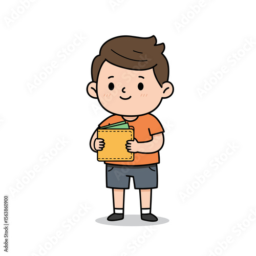Boy holding package box. Useful for delivery services, online shopping, and logistics company promotions.